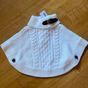 NWT Janie and jack cream knit capelet poncho brown buckle button detail 3-6mo